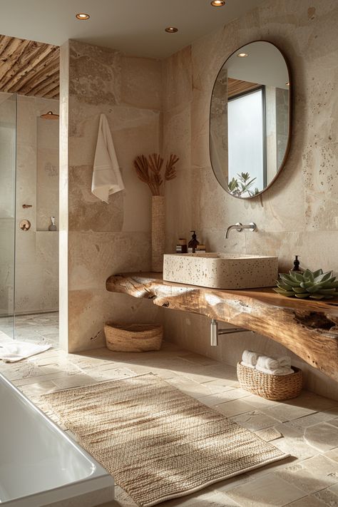 Organic Modern Bathroom, Organic Bathroom, Earthy Bathroom, Toilette Design, Natural Bathroom, Boho Bathroom, Chic Bathrooms, Bathroom Inspiration Decor, Modern Bathroom Decor