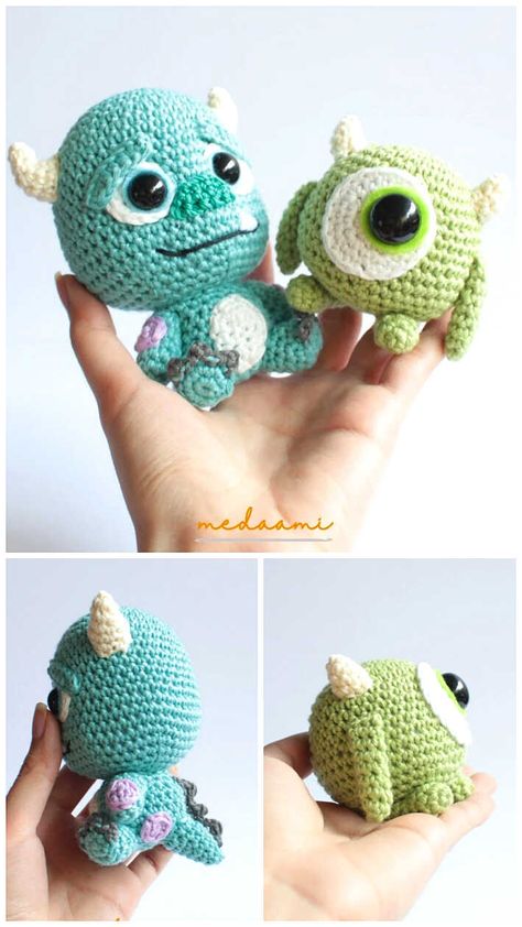 Amigurumi Monster Free Pattern - Always Free Amigurumi Monsters Inc Crochet, Crochet Monster Hat, Free Crochet Amigurumi Patterns, Worry Monster, Monster Crochet, Crochet Baby Costumes, خريطة ذهنية, Disney Crochet Patterns, Crochet Amigurumi Patterns