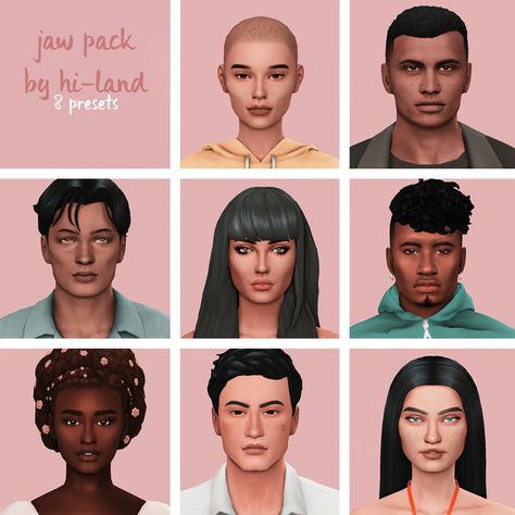 JAW PRESET PACK | hi-land on Patreon Sims4cc Presets, Sims 4 Presets, Masculine Features, The Sims 4 Skin, Sims 4 Anime, Skin Details, Sims 4 Mm Cc, Sims 4 Game Mods, Sims 4 Body Mods