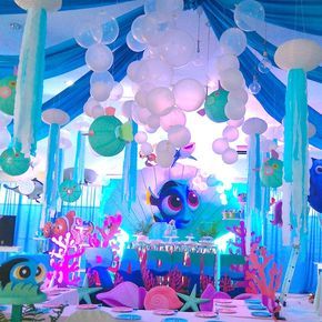 Finding Dory Under the Sea Birthday Party on Kara's Party Ideas | KarasPartyIdeas.com (3) Finding Dory Birthday Party, Healthy Catering, Dory Birthday Party, Finding Dory Party, Finding Dory Birthday, Finding Nemo Party, Nemo Birthday Party, Dory Birthday, Finding Nemo Birthday