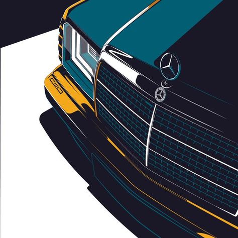 Mercedes Benz Artwork, Mercedes Art Wallpaper, Mercedes Benz Illustration, Mercedes 190e Wallpaper, Mercedes Art, Aesthetic Mercedes, Cars Artwork, Mercedes 190 E, 7 Seater Suv