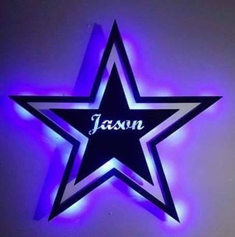 Star 3D Lighted Sign with Custom Name- MDF Fast #toys @EtsyMktgTool #lightedsign #walldecor #mancave #nightlite #cowboys #dallasstar #texas Dallas Cowboys Room, Cowboy Room, Dallas Cowboys Decor, Night Lite, Star 3d, Dallas Cowboys Star, Battery Powered Led Lights, Ultimate Man Cave, Man Cave Basement