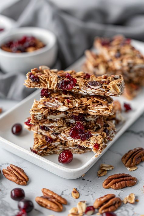 Easy Keto Cranberry Pecan Granola Bars Recipe: Perfect Snack for Low Carb Diet #ketodiet #ketorecipes #lowcarb Cranberry Nut Bars, Low Carb Granola Bar Recipe, Keto Cranberry Magic Bars, Keto Cranberry Pecan Magic Bars, Keto Cranberry Cheesecake Bars, Healthy Cranberry Bliss Bars, Granola Bars With Cranberries, Keto Granola Bars, Low Carb Granola Recipe