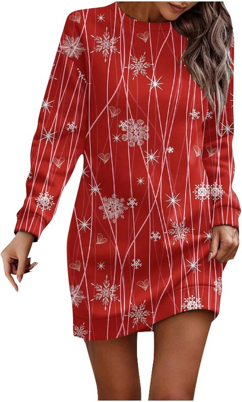 Christmas Dress Women's Long Sleeve Crew Neck Jumper Dress Christmas Dress Long Jumper Dress Women Dresses Pullover Elegant Wrap Dress Snowflake Pattern Comfortable for Winter Leisure Party Dress 2024 : Amazon.de: Fashion Jumper Dress Women, Christmas Dress Long, Long Jumper Dress, Womens Christmas Tops, Elegant Wrap Dress, Club Dresses Short, Hooded Sweater Dress, Christmas Sweater Dress, Fall Sweater Dress