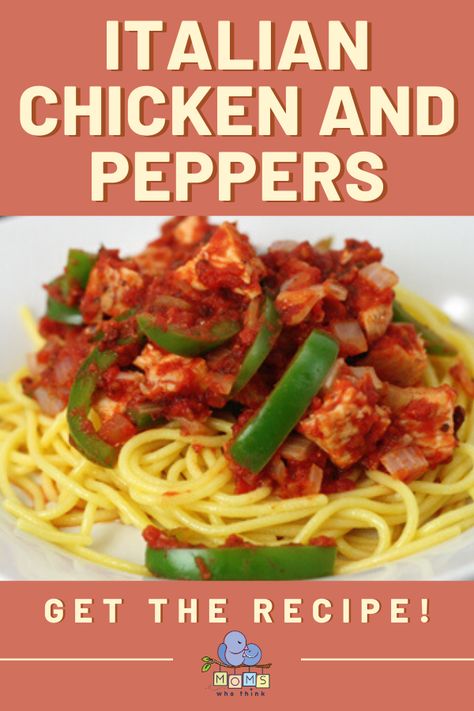 Italian Chicken and Peppers Recipe | Moms Who Think Italian Chicken And Peppers, Chicken Peppers Pasta, Chicken And Peppers Recipe, Chicken Peppers And Onions, Recipe Using Tomatoes, Chicken And Peppers, Chicken Peppers, Easy To Make Appetizers, Italian Sauce