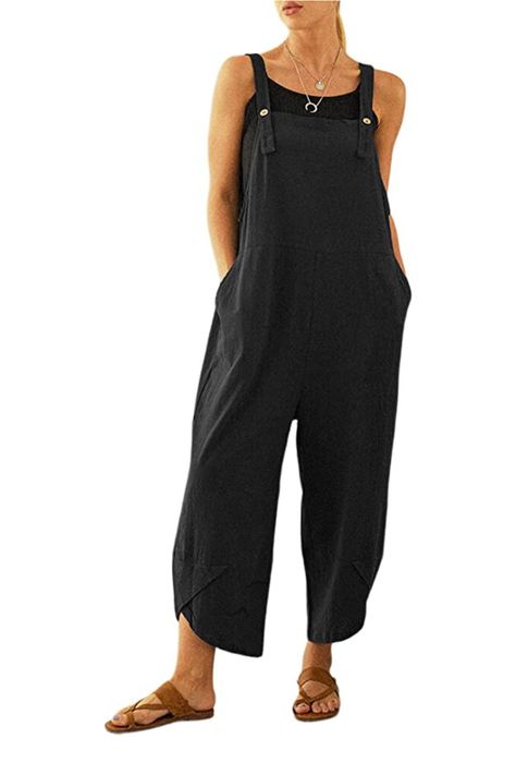 Summer wardrobe staple that goes well with a variety of tops, wedges or sandals, perfect for a dinner out, work or vacation! Womens Summer Jumpsuits, Baggy Jumpsuit, Loose Overalls, Overalls Casual, Linen Overalls, Cute Overalls, Overalls For Women, Wide Leg Romper, Cotton Jumpsuit