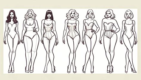 Body Illustration, Body Type Drawing, Human Sketch, Drawing Female Body, Human Reference, Standing Poses, Human Poses, Color Analysis, Loving Your Body