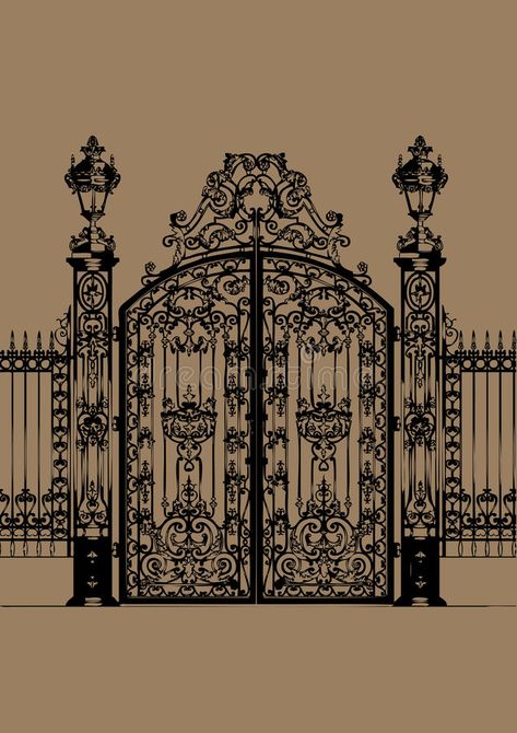 Palace Gate. English Palace Gate for mansion or house , #affiliate, #Gate, #Palace, #English, #house, #mansion #ad English Palace, English Mansion, House Mansion, House Illustration, English House, Menu Design, Mansion, Palace, Gate