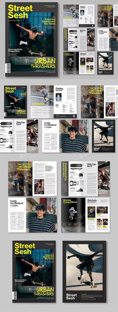 Urban Street Magazine Template, Print Templates | GraphicRiver Urban Magazine, Magazine Page Layouts, Street Magazine, Newspaper Layout, Interior Design Sketches, Newspaper Design, Magazine Layout Design, Graphic Design Resume, Brand Book