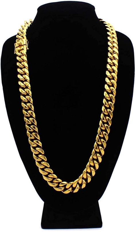 Necklaces For Men Gold, Gold Chain Jewelry For Men, Big Gold Chains, Mens Gold Chain Necklace, Gold Fashion Jewelry, Real Gold Chains, Chain Necklace For Men, Gold Cuban Link Chain, Hip Hop Necklace