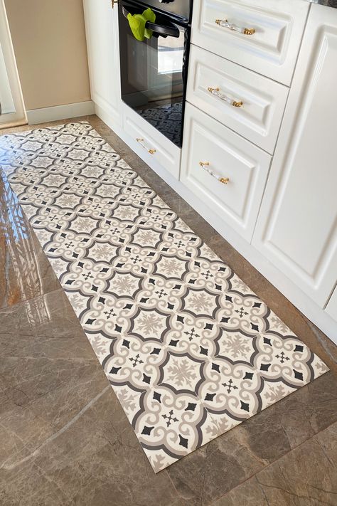 Dining Room Floors, White Moroccan Tile, Linoleum Rug, Black Tile Bathrooms, Victorian Tile, Moroccan Tiles Pattern, Dining Room Floor, Cork Tiles, Bathroom Floors