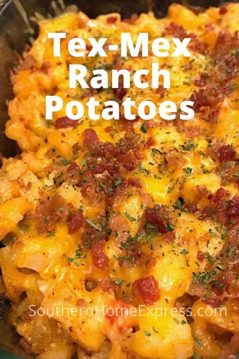 Ranch Potato Recipes, Tater Tot Casseroles, Mexican Potatoes, Ranch Potatoes, Easy Potato Recipes, Potato Sides, Tex Mex Recipes, Potato Side Dishes, Potatoes Recipe