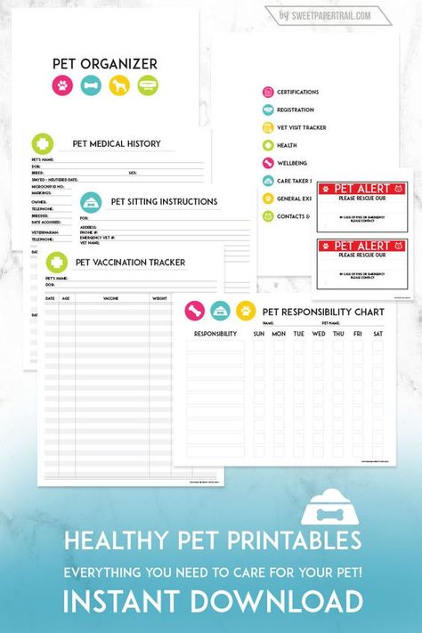 Healthy Pet Printables - Pet Planner - These printables are awesome! They include everything I need to keep track of my pets health.  Getting a new puppy? Pet Printables, Pet Binder, Dog Fencing, Getting A New Puppy, Pet Planner, Training Planner, Parrot Care, Journal Style, Pet Organization