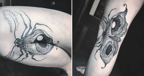 Ingeniously Articulated Tattoos Require Bending to See the Full Image Illusion Tattoo Ideas Woman, Illusion Tattoo Ideas, Folding Tattoo, Tato Nama, Tattoo Papillon, Illusion Tattoo, Tato Mandala, Moving On Tattoos, Illusion Tattoos