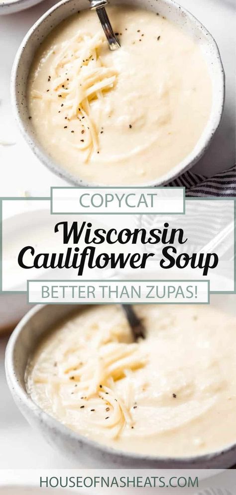 Wisconsin Cauliflower Soup, 30 Minute Soup Recipes, Cauliflower Cheese Soups, Cauliflower Soup Recipe, Easy Soup Recipe, Cauliflower Soup Recipes, Quick And Easy Soup, Wisconsin Cheese, Easy Soup