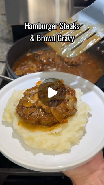 Hamburger Steak With Brown Gravy, Hamburger Steaks With Onion Gravy, Hamburger Meal, Egg Custard Recipes, Hamburger Meals, Hamburger Steak Recipes, Hamburger Steak And Gravy, Hamburger Steaks, Tonights Dinner