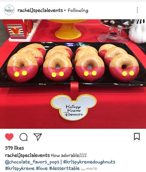 Love it!! Need to call them Mickey Mouse Doughnut, Mickey Mouse Brunch Ideas, Mickey And Minnie 3rd Birthday Party, Mickey Mouse Breakfast Ideas, Mickey Mouse Dessert Table Ideas, Mickey Mouse Snacks For Party, Mickey Party Food, Mickey Mouse Party Food Ideas, Mickey Mouse Birthday Food Ideas