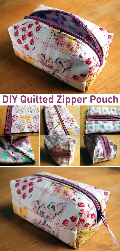 Boxy Zipper Pouch Tutorial, Cosmetic Bag Diy Free Pattern, Sewing Toiletry Bag Patterns, Zipped Pouch Tutorial, How To Sew Cosmetic Bags, Diy Boxy Pouch, How To Sew Pouches Zipper Bags, Sew A Pouch With Zipper, Boxy Toiletry Bag Pattern