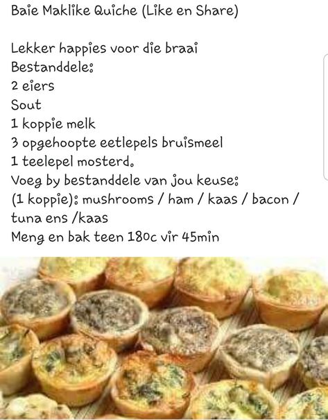 Ystervarkies South Africa, Maklike Kampkos, Sout Tertjies, South African Recipes Afrikaanse Resepte, Sout Happies, Quiche Recipes Crustless, Homemade Pie Crust Recipe, Scones Recipe Easy, Quiche Recipes Easy