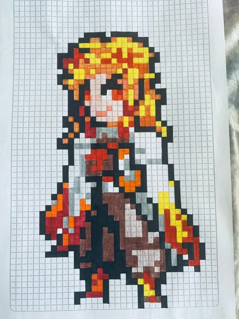 Demon Slayer Perler Beads, Demon Slayer Pixel Art, Disney Princess Movies, Easy Pixel Art, Pixel Art Templates, Pixel Drawing, Pixel Art Characters, Pixel Art Grid, Pixel Design