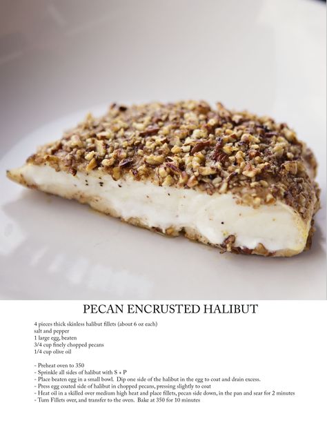 Crusted Halibut, Halibut Recipe, Halibut Recipes, Hook Line And Sinker, Zone Diet, Random Recipes, Cooking Light, Chopped Pecans, Sea Food