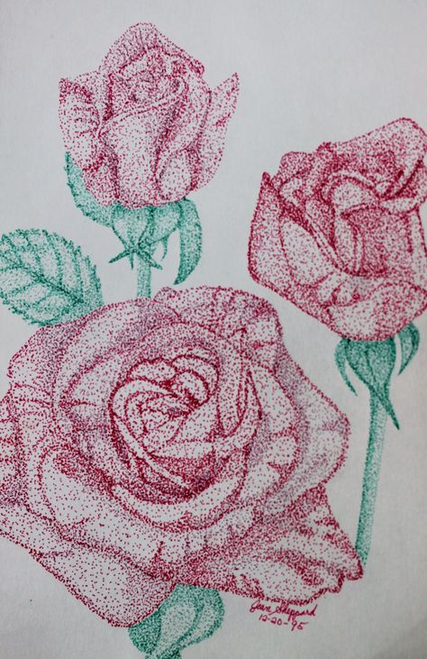 Pink roses ink pointilism Rose Pointillism, Pink Roses, Roses, Pink, Quick Saves