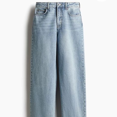 Blue high-waisted wide-leg denim jeans #H&M #abercrombiejeans #widelegjeans Abercrombie Jeans, Wide Leg Denim, H&m Women, Wide Leg Jeans, Denim Jeans, Women's Jeans, H&m, Wide Leg, Women Jeans