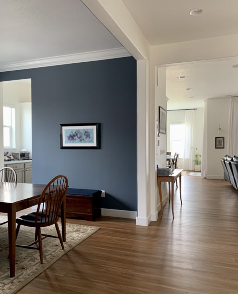 Granit Peak Sherwin Williams, Granite Peak Sherwin Williams, Smoky Blue Paint, Dark Blue Paint Color, Blue Walls Living Room, Blue Gray Paint Colors, Blue Painted Walls, Blue Grey Walls, Blue Wall Colors