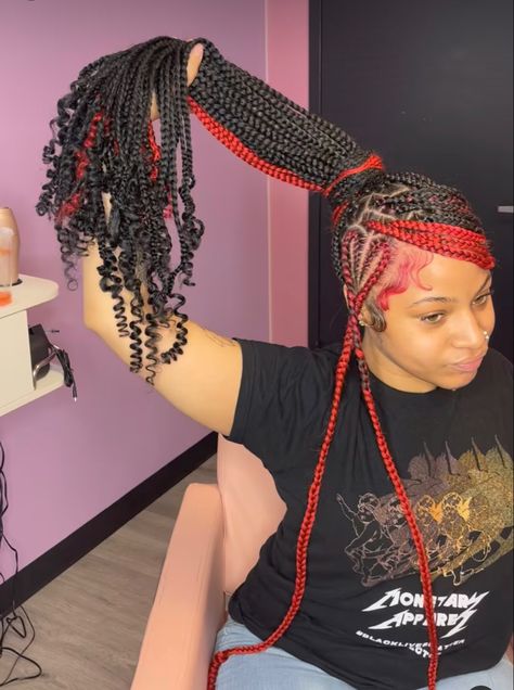 Heart Knotless Braids, Heart Knotless, Birthday Braids, Heart Braids, Red Box Braids, Braids Knotless, Heart Braid, Black Kids Braids Hairstyles, Lemonade Braids Hairstyles