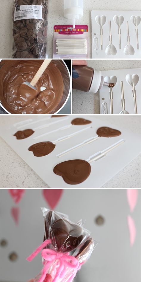 How To Make Chocolate Lollipops, Diy Lollipop, Valentines Recipes, Home Made Candy, Pop Sugar, Lollipop Recipe, Chocolate Candy Recipes, Chocolate Pops, Diy Food Gifts