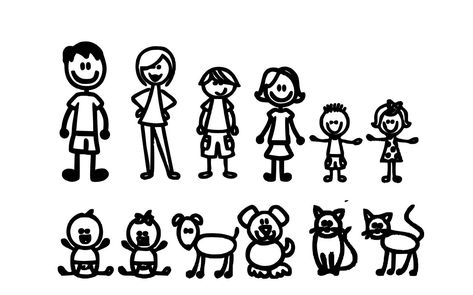 Family Decals For Car, Stick Family Svg, Stick Figure Family Car Decals, Mom Life Car Decal, Family Graphic, Dog Mom Car Decal, Stick Family, Stick People, Moon Graphic