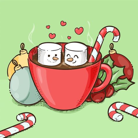 Free Vector | Hand drawn christmas hot chocolate illustration Hot Chocolate Illustration, Hot Chocolate Vector, Hot Chocolate Drawing, Hot Chocolate Art, Chocolate Illustration, Chocolate Drawing, Christmas Painting Ideas, Easy Christmas Drawings, January Challenge