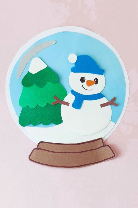 Paper Snow Globe, Diy Snowglobe, Snow Globe Craft, Snow Globe Crafts, Fun Winter Crafts, Globe Crafts, Winter Activities Preschool, Fox Ornaments, Winter Activity