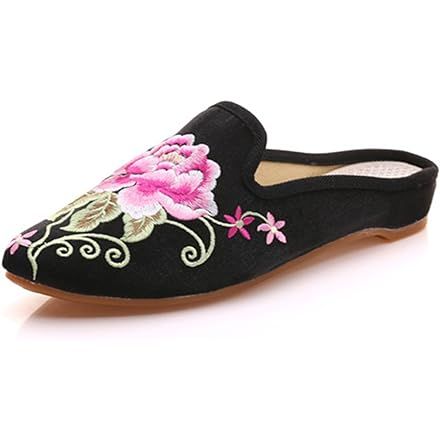 Amazon.com Shopping Cart House Slippers Womens, Peony Embroidery, Flat Slippers Sandals, High End Shoes, Canvas Flats, Cute Slippers, Best Walking Shoes, Embroidery Shoes, Comfortable Slippers