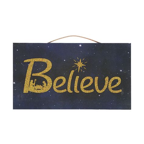 Night Sky Background, Believe Sign, Religious Crafts, Christmas Wall Hangings, Christmas Idea, The Nativity, Glitter Letters, Wedding Party Supplies, Sky Background