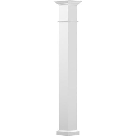 Endura-Aluminum Square Wellington Column w/ Capital & Base Fiberglass Columns, House Columns, Front Porch Columns, Free Standing Pergola, Landscaping Curb Appeal, Square Columns, Building A Porch, Floor Molding, Porch Columns