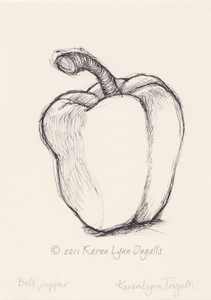 Fruit Sketches Pencil, Bell Pepper Sketch, Vegetable Sketch Pencil, Bell Pepper Art, Pepper Drawing Pencil, Fruit Sketch Pencil, Food Sketch Pencil, Bell Pepper Drawing, Fruit Drawing Pencil Sketches