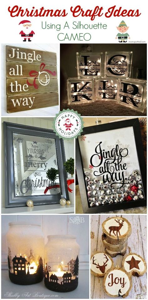 Looking for some great Christmas Craft Ideas Using A Silhouette CAMEO? Here's a list of 10+ Ideas to get you started! Silhouette Cameo Crafts, Christmas Craft Ideas, Projets Cricut, Silhouette Christmas, Navidad Diy, Silhouette Cameo Projects, Cameo Projects, Jingle All The Way, Silhouette Crafts