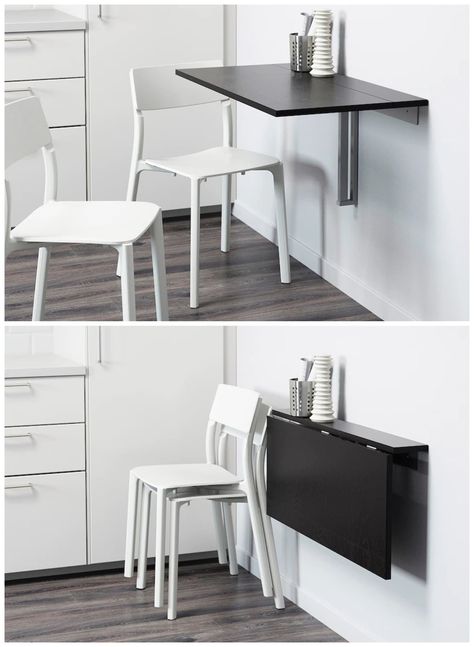 wall mounted table - 17 of the best small kitchen table ideas (2021) Bathroom Shelf Unit, Drop Table, Fold Down Table, Ikea Products, Ikea Wall, Loft Bed Frame, Narrow Table, Small Kitchen Tables, Foldable Table