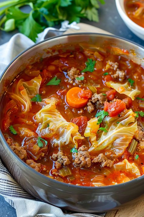 Cabbage Roll Soup Cabbage Roll Soup Low Carb, Deconstructed Cabbage Roll Soup, Healthy Cabbage Roll Soup, Cabbage And Vegetable Soup, Vegan Cabbage Roll Soup, Cabbage Carrot Soup, Egg Roll Soup Crock Pot, Unrolled Cabbage Soup, The Best Cabbage Soup