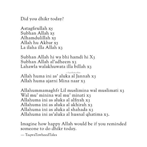 Imagine how happy Allah would be if you reminded someone to do dhikr today. 🕊💌 Daily Dikhr Islam, Daily Dikhr, Islam Guide, Islamic Sayings, Islamic Knowledge, Islamic Reminders, Muslim Lifestyle, Muslim Book, Knowledge Quotes