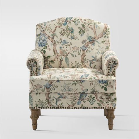 Keeping Room Furniture, Cottage Armchair, English Cottage Interiors Cozy, Bedroom Seating Ideas, Shabby Chic Living Room Furniture, Farmhouse Armchair, Farmhouse Chair, Patterned Armchair, Green Lady