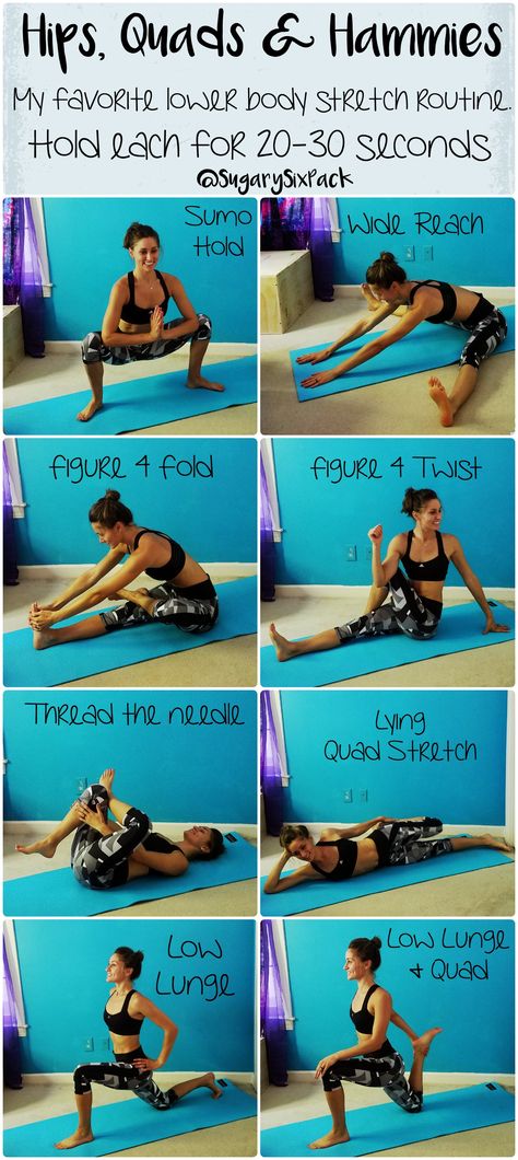 Lower Body Stretches, Hip Flexor Exercises, Quad Stretch, Bolesti Chrbta, Pilates Workout Routine, Stretch Routine, Hip Flexor Stretch, Body Stretches, Body Stretch