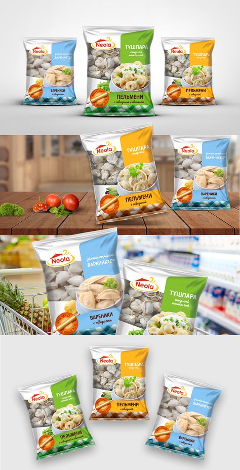 Frozen Packaging Design, Frozen Food Packaging Design Creative, Dumpling Packaging Design, Food Packing Design, Pouch Design Packaging, Dumpling Packaging, Frozen Food Labels, Food Package Design, Frozen Food Packaging