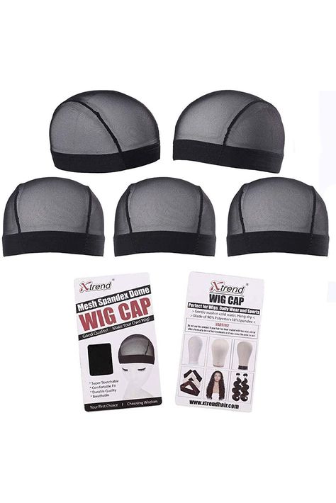 Xtrend 5 Pcs Wig Caps For Making Wigs, Stretchable, Comfortable, Dome Wig Cap For Men And Women£¨Black Wig Cap S) Making Wigs, Cap For Men, Wig Caps, Black Wig, Womens Wigs, Wig Cap, Hair Tutorial, Wig Hairstyles, Make Your Own