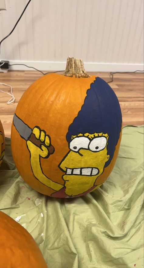 #margesimpson #paintedpumpkin #pumpkindecorating #halloween #simpsons The Simpsons Halloween, Simpsons Halloween, Halloween Pumpkin Stencils, Painting Pumpkin, Pumpkin Stencils, Marge Simpson, Painted Pumpkin, Pumpkin Stencil, Pumpkin Painting