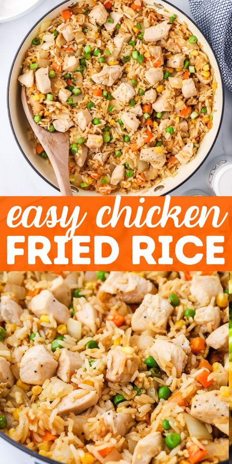 This Better Than Takeout Chicken Fried Rice is so good that you’ll forget that it’s homemade! It’s easy, quick (ready in under 30 minutes) and always SO satisfying. This is a quick & easy dinner idea that cooks in 1 pan for easy cleanup. It's made with rice, chicken, vegetables & eggs. Even picky eaters and kids of all ages will love this recipe. It's family-friendly and perfect as a busy weeknight dinner or meal prep. Naturally dairy-free with option for gluten-free. Picky Kids Meals, Gluten Free Chicken Casserole, Rice With Eggs, Easy Chicken Fried Rice, Picky Eaters Dinner, Chicken Fried Rice Easy, Gluten Free Recipes For Kids, Dairy Free Recipes Dinner, Chicken Fried Rice Recipe