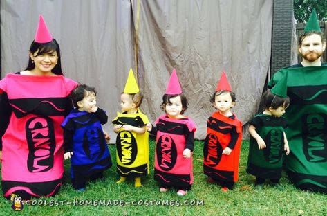 Crayon Costumes, Homemade Crayons, Crayon Costume, Making Crayons, Homemade Costume, Homemade Costumes, Crayola Crayons, 5 Babies, Family Costumes