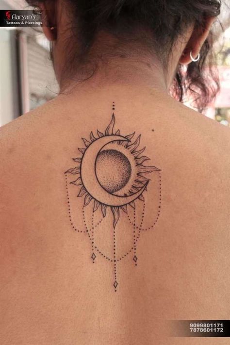 The Sun And Moon Tattoo, Sun And Moon Tattoo Designs, Sun Galaxy, Tato Mandala, Tattoo Spine, Tattoo Kids, Moon Woman, Tattoo Sun, Tattoo Realism