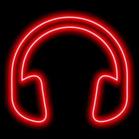 Red headphones. Neon outline on a black background. One object. Listen to music, play App Icon Neon, Black Instagram Highlight Covers, Red Headphones, Headphones Aesthetic, App Design Layout, Ios Ideas, Music Logo, Listen To Music, Instagram Highlights